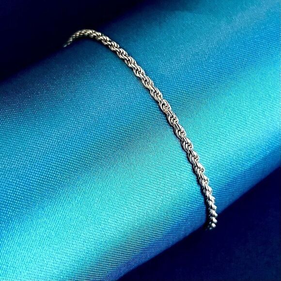 AZM Vintage Italian Sterling 925 Silver Twisted Rope Bracelet - Picture 6 of 11